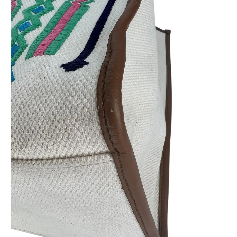 ETRO Embroidered Canvas Shopper Tote Bag Neutrals‎